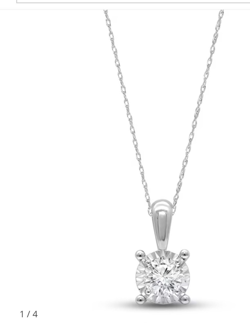 Kay Jewelers Round-Cut Diamond Solitaire Necklace 1/3 ct tw Sterling Silver 16”